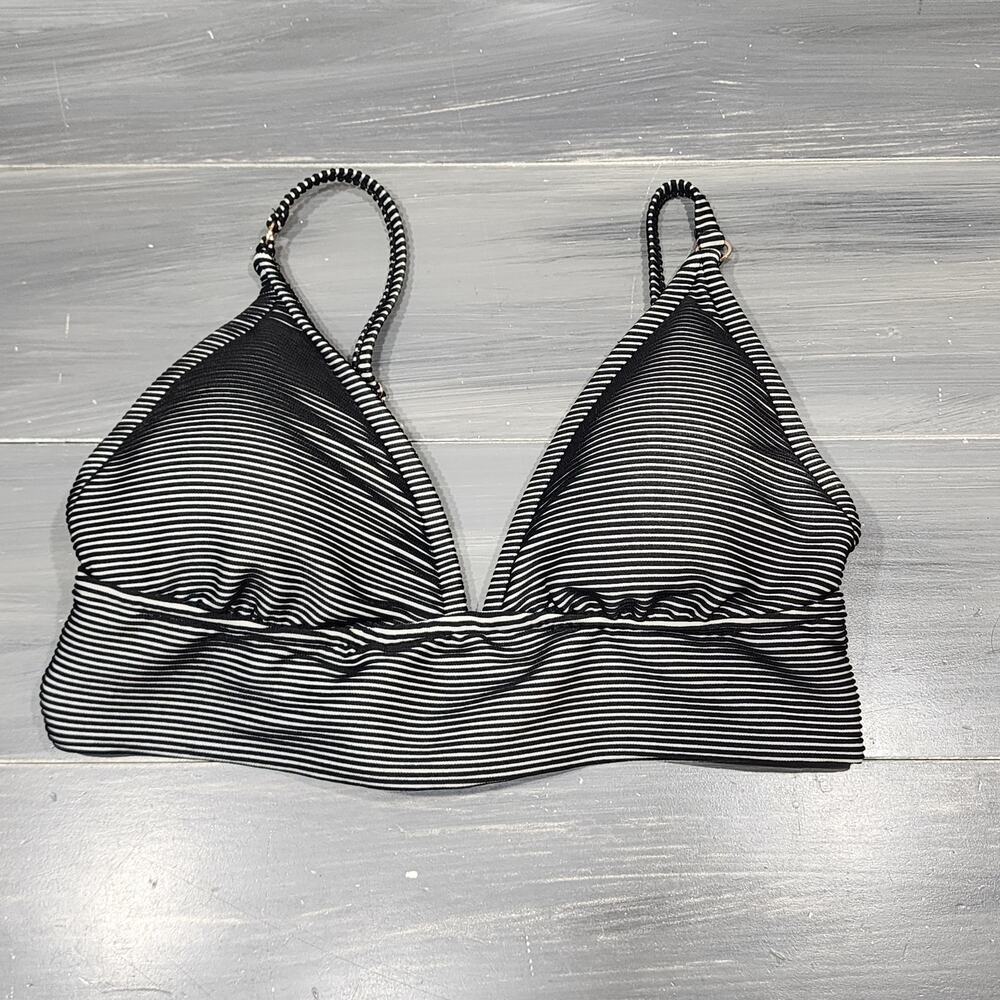 Target Swim Top Bikini Top Black and White Ribbed Size Large‎